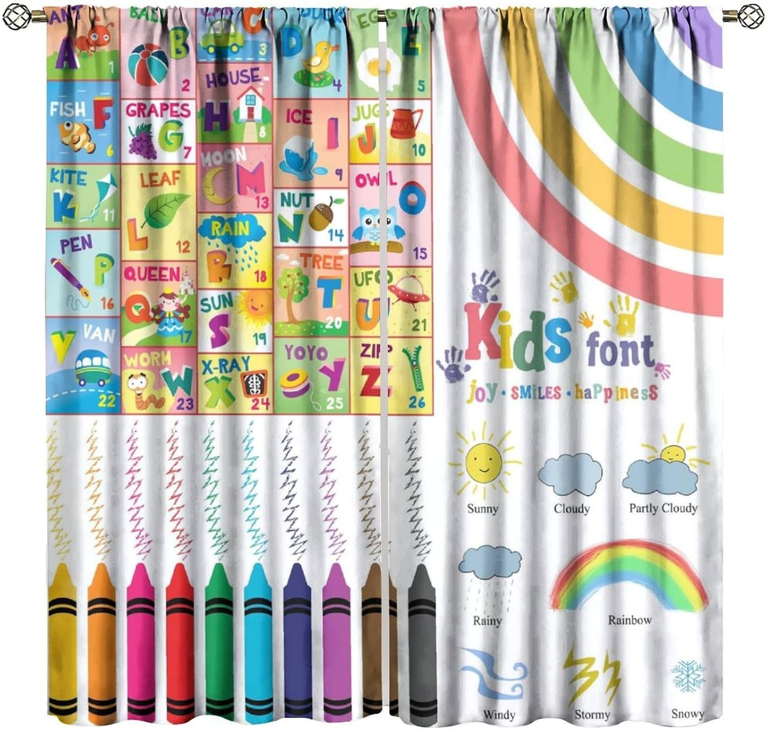 Alphabet Kids Curtains,Colorfu - đánh giá và giá Kids Education In Japan