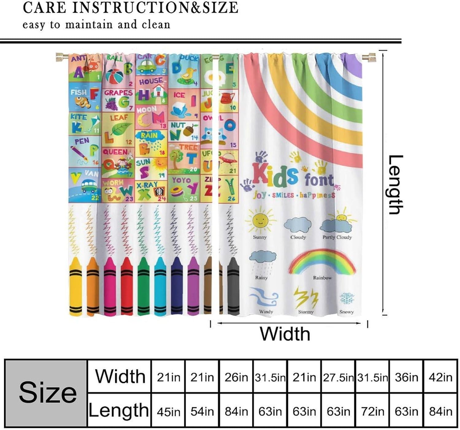 Alphabet Kids Curtains,Colorfu - đánh giá và giá Kids Education In Japan