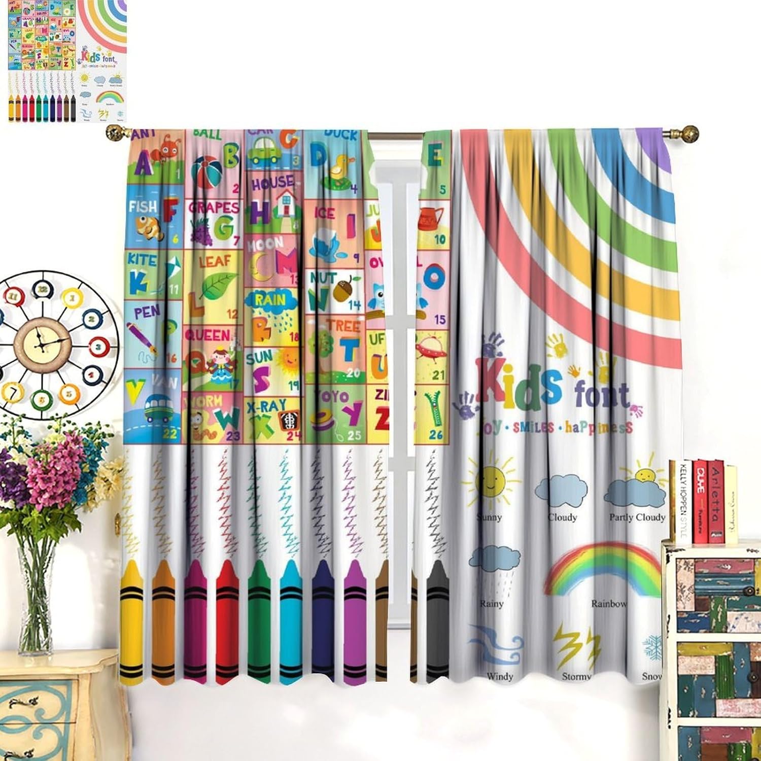 Alphabet Kids Curtains,Colorfu - đánh giá và giá Kids Education In Japan